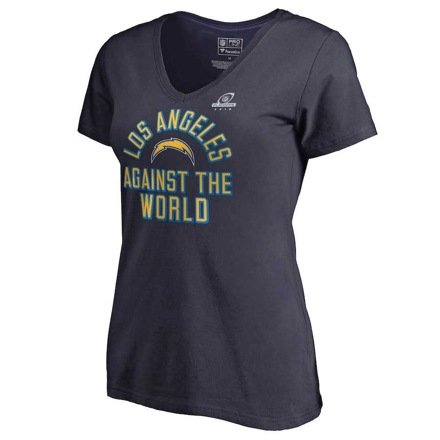 Women Chargers Navy 2018 NFL Playoffs Against The World T-Shirt,We sell and wholesale Women Chargers Navy 2018 NFL Playoffs Against The World T-Shirt on line form chian!